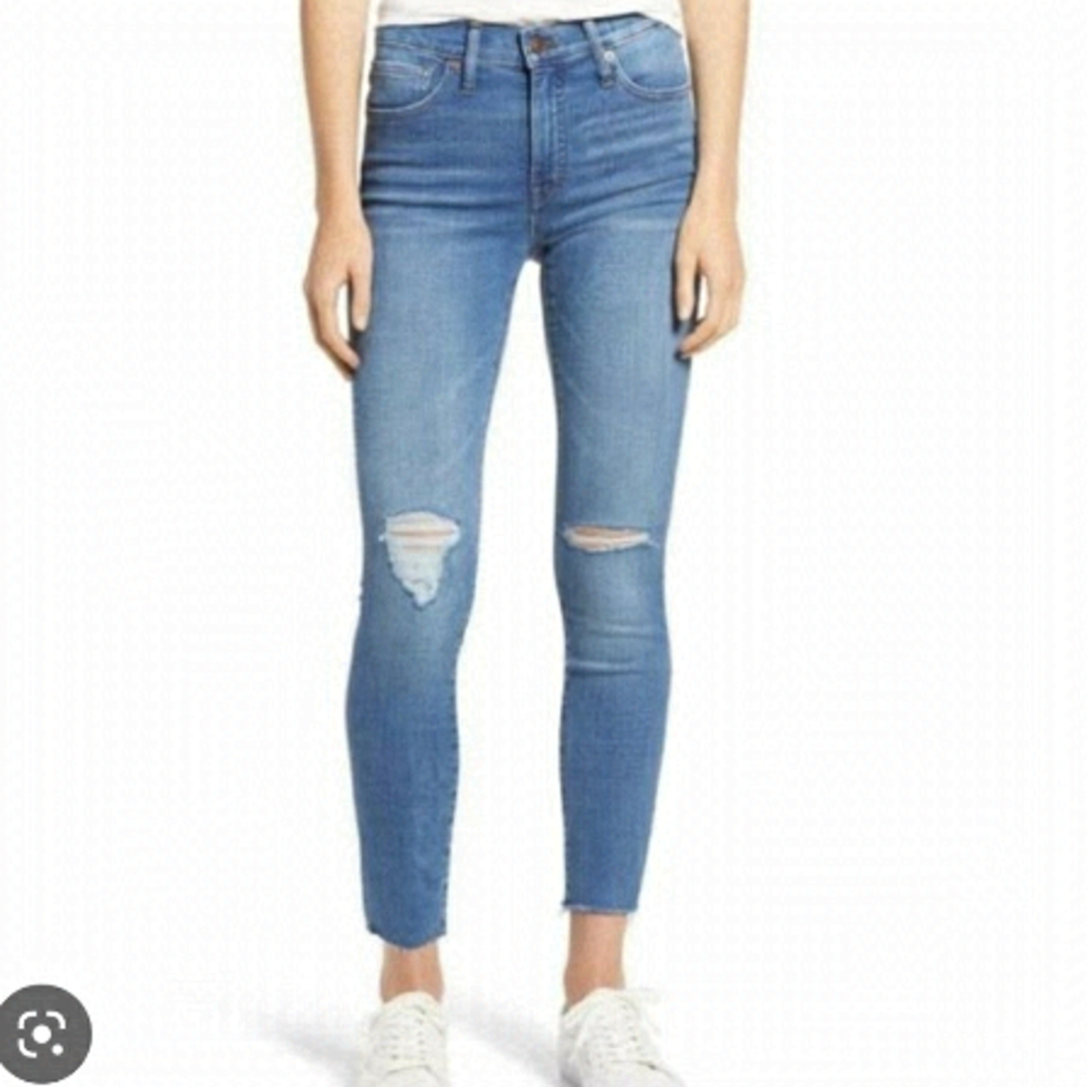 MADEWELL Skinny 9" Mid Rise Distressed Jeans Raw Hem